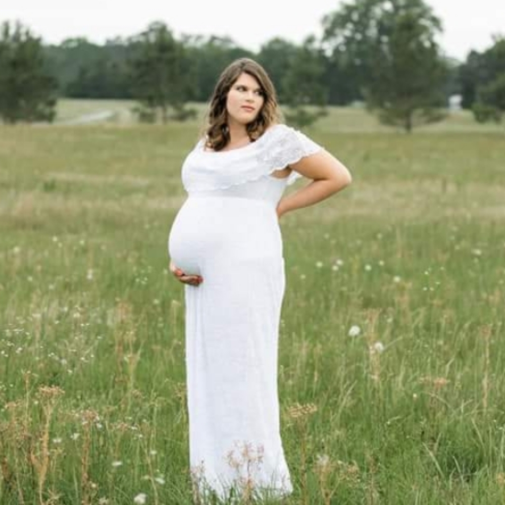 White maternity maxi dress